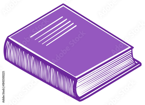Isometric Purple Hardcover Book Illustration Novel Textbook Graphic