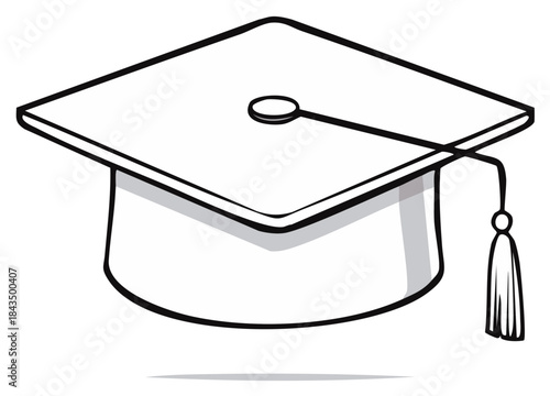 Minimalist graduation cap with tassel drawing for academic achievements and education