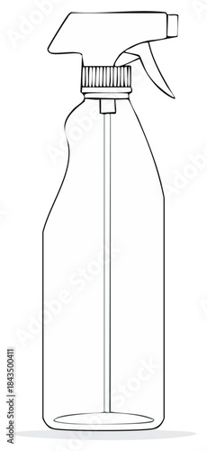 Empty Plastic Trigger Spray Bottle Vector Line Art Illustration Cleaning Product