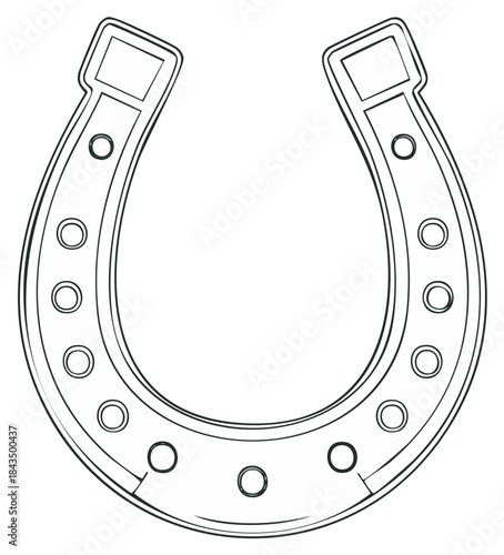 Luck Horseshoe Line Art Design Graphic Element Symbol of Good Fortune and Positive Energy