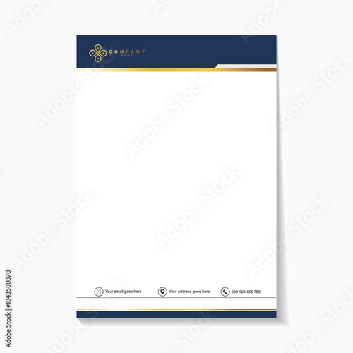 Elegant business letterhead template with gold accents