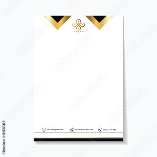 Elegant business letterhead template with gold accents