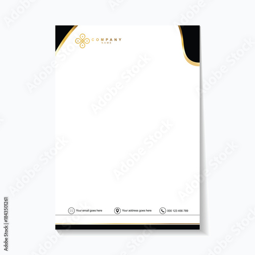 Elegant business letterhead template with gold accents