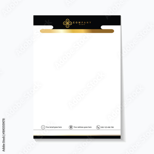 Elegant business letterhead template with gold accents