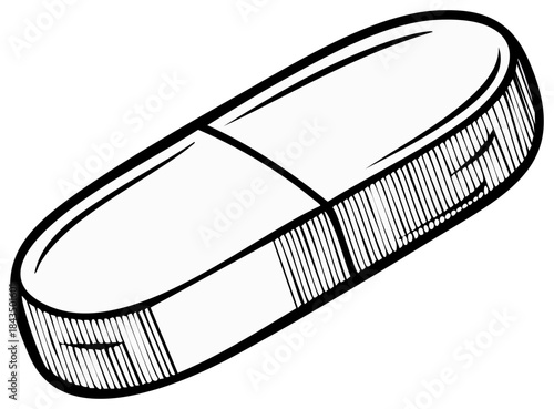 Simple Hand Drawn Illustration of a Pharmaceutical Pill
