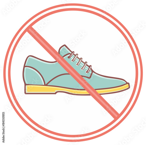 Footwear Prohibited Icon Indicating No Shoes Allowed and Restriction Policy