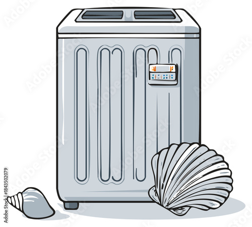 Modern Tanning Bed Next to Seashells for Bronzing Beauty and Beach Vibes