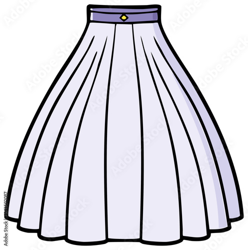 Light purple pleated long skirt cartoon illustration with simple flowing design and waistband detail