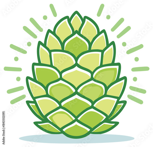 Vector Icon of a Fresh Green Hop Cone for Craft Beer Brewing