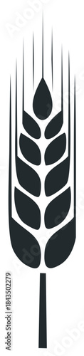 Minimalist wheat stalk silhouette graphic symbol of grain harvest and farming