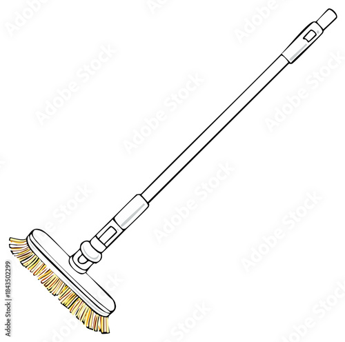 Illustration of a Household Broom with Long Handle Ready for Cleaning and Sweeping Tasks