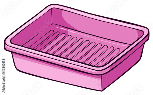 Pink Plastic Dish Drying Rack with Parallel Ridges