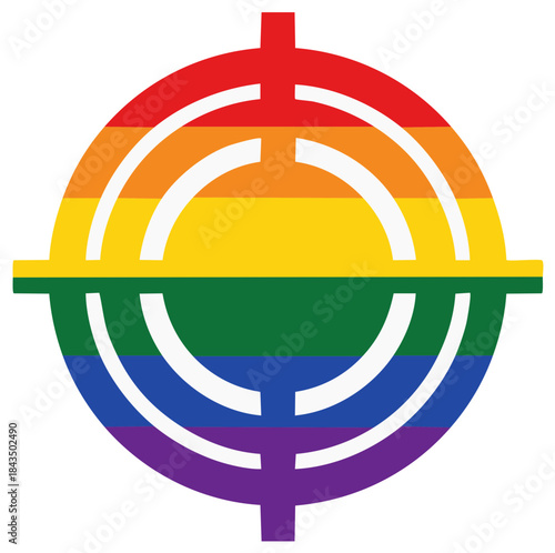Rainbow colored target symbol representing LGBTQ rights and anti-discrimination