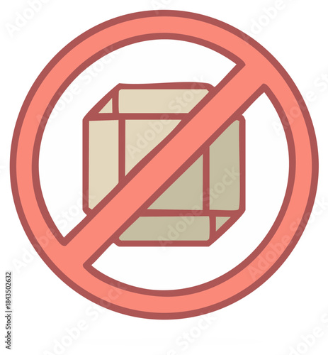 No Shipping Boxes Sign Icon Symbol. Forbidden Packing Carton Crate Logo for Package Delivery Design Concept