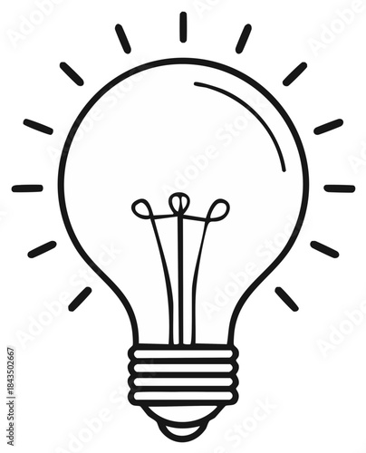 Lightbulb Icon Symbolizing Idea or Innovation Simple Outlined Representation