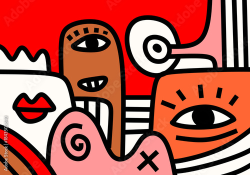 abstract background in a contemporary pop art and cubism style