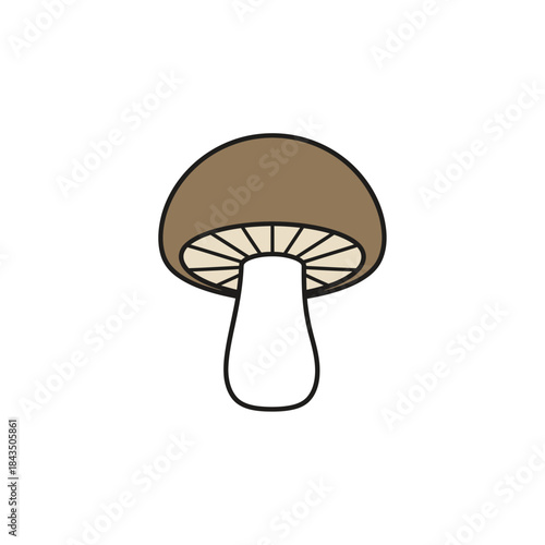 Simple Brown Mushroom Cartoon Illustration.