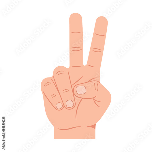 Victory gesture hand showing two fingers for peace or winning