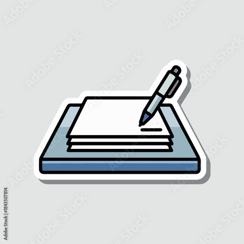 Vector illustration of a pen icon on a book  for business document writing and note-taking concept