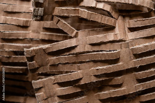 Foto Detail of void fill recycled corrugated cardboard netting mat