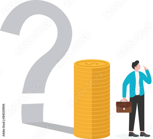 Money problems, investment or business problems or uncertainty, isometric gold heap with its shadows
