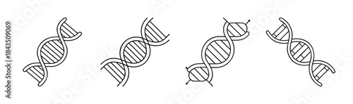Simple hand-drawn dna double helix structures illustrating genetics and molecular biology