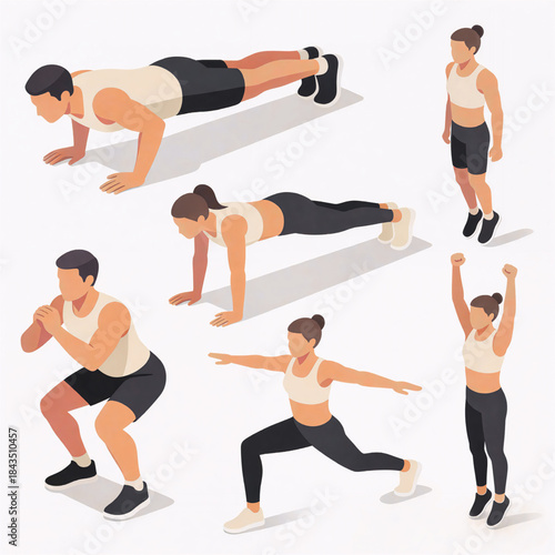 Athlete Training Modern Infographic Pack – Fitness Workout Exercise Vector Set