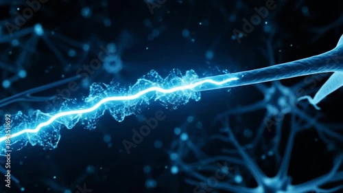 Abstract Neuron Network with Electric Impulse in a Dark Background