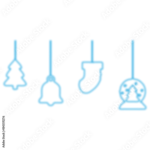 Christmas ornaments hanging on white background