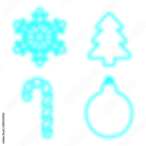 Christmas cookie cutters in blue on white background