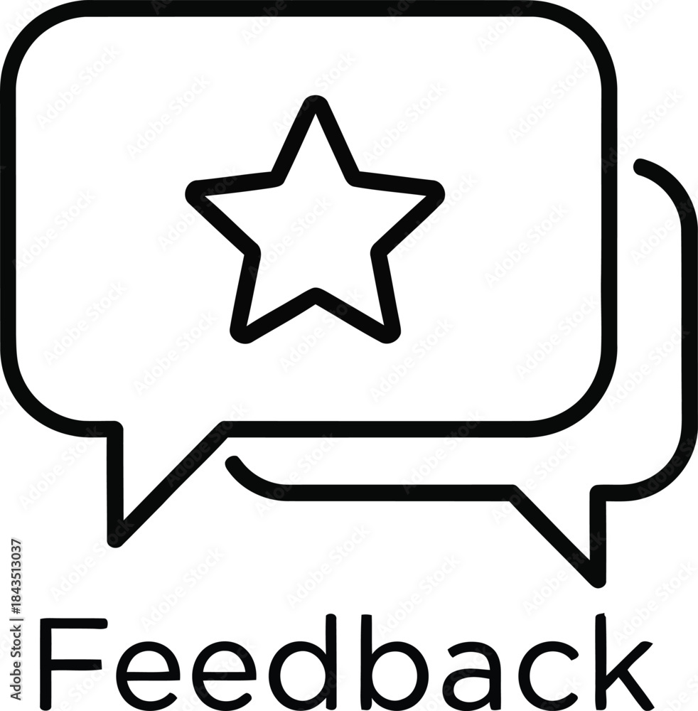 Obraz premium Customer review and positive feedback concept with star inside speech bubbles line art illustration