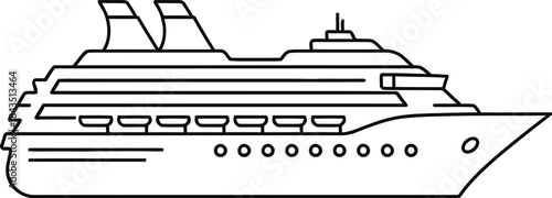 Illustration of a large cruise ship on the ocean showcasing its design vector