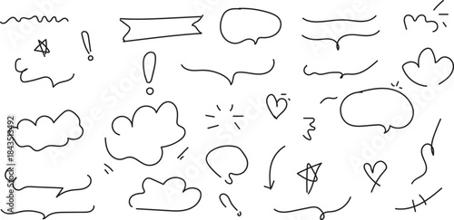 Hand-Drawn Doodle Elements – Speech Bubbles, Arrows, Emphasis Marks