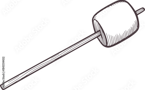 Black and white line of a mallet with long handle tool