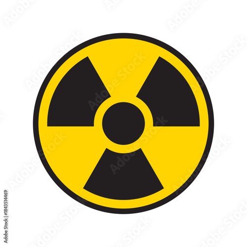 Radiation black and yellow icon. Forbidden & prohibition sign. Warning symbol. Radioactivity, radioactive, hazard, nuclear, danger concept. Vector illustration. Editable stroke. Flat design element.