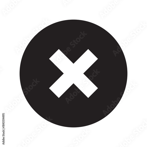 Warning black icon. Forbidden & prohibition sign. Cross symbol. Circle round shape. Vector illustration. Editable stroke. Flat design element.