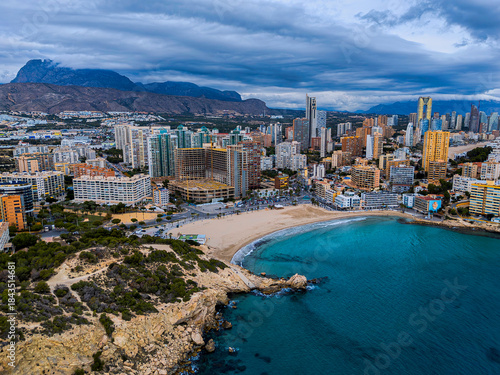 Aerial view of Benidorm, Alicante province, Valencian Community, Spain