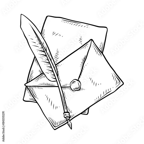 letter envelope vector illustration with line art hand drawn