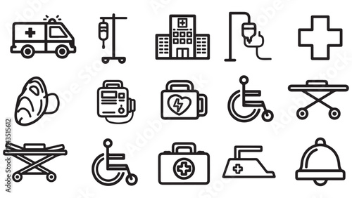 Medical Equipment Icon Collection for Healthcare Facility Asset Tracking and Capital Planning Presentations