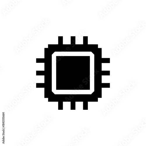 cpu processor silhouette vector illustration on transparent background