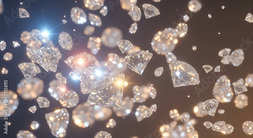 Radiant cascade of crystalline diamonds glimmering with celestial iridescence and opulent extravagance