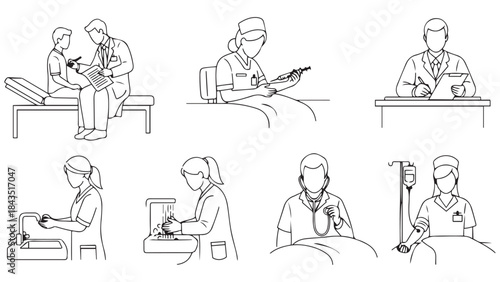 Hand Sketched Clinical Consultation Scenes for Healthcare Business Proposals and Corporate Training Materials