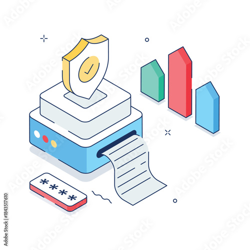 Have a look at this amazing finance data protection illustration, easy to edit