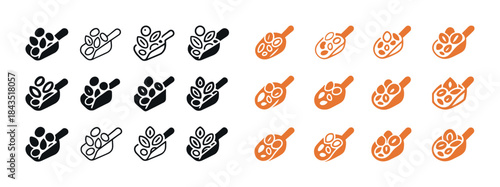 Seamless pattern of black and orange grain icons in rows