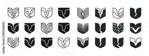 Set of abstract tulip icons in various geometric styles
