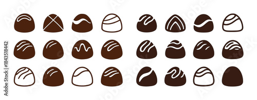 Assorted chocolate pralines collection with diverse patterns