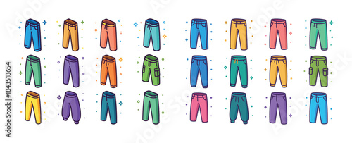 Colorful cartoon pants collection with various styles and design