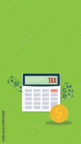 Calculator with money concept income tax calculation. Calculating income tax payment, business, finance and investment concept	