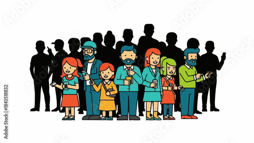 Diverse Group of People Standing Together in a Crowd.