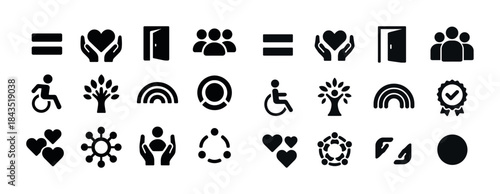 Diverse icon collection: equality, accessibility, community, nat